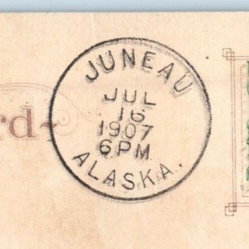 1907 View Of Indian Graves And Totems Juneau Alaska AK Posted Antique Postcard