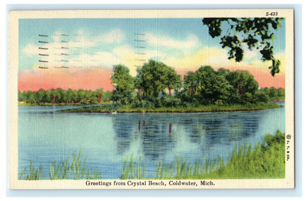 1947 Greetings from Crystal Beach Coldwater Michigan MI Vintage Postcard