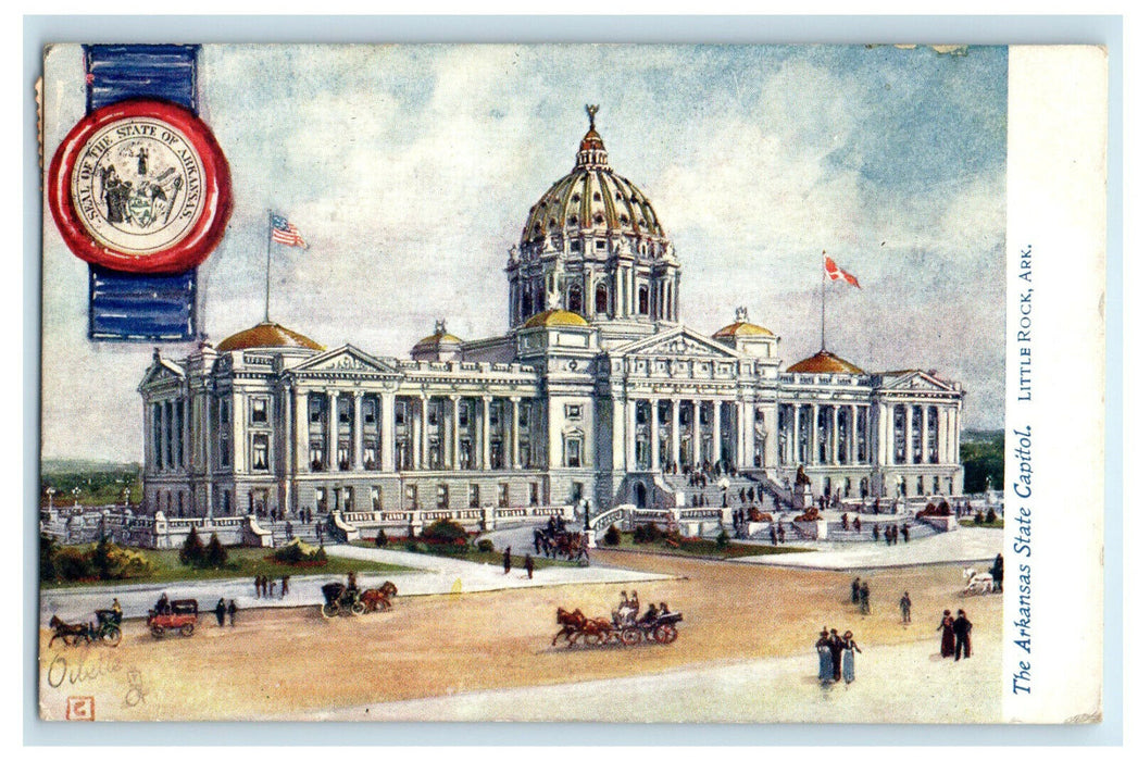 1908 The Arkansas State Capitol Little Rock Arkansas AR Tuck RPO Postcard