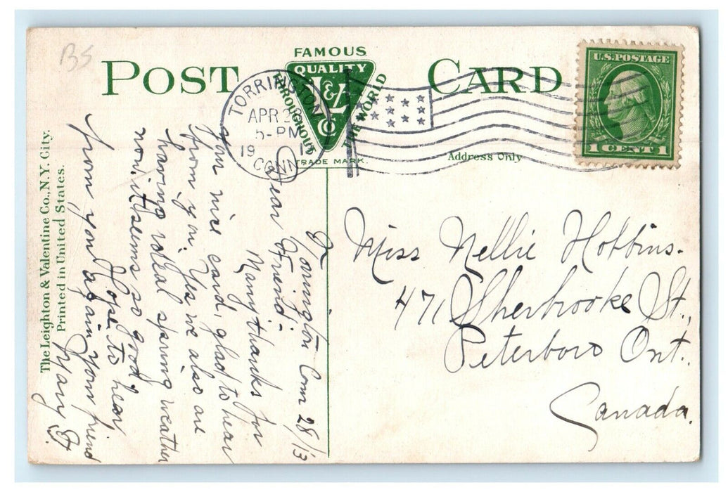 1913 New East Main Street School Driveway Torrington Connecticut CT Postcard