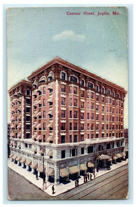 1909 Joplin Missouri MO Connor Hotel Posted Antique Postcard