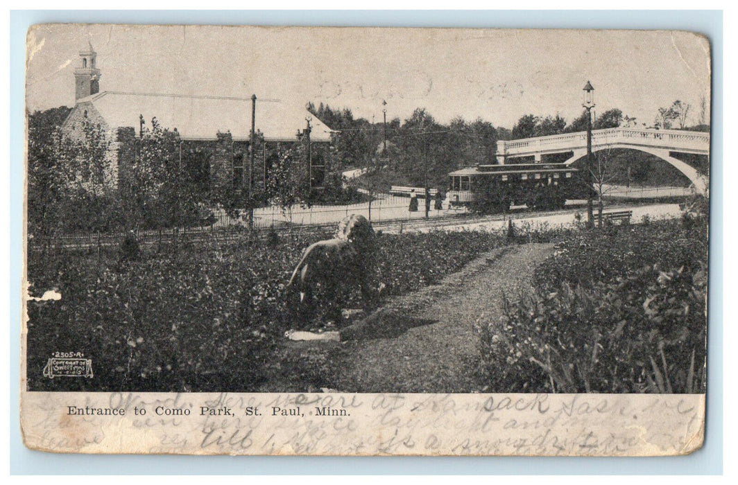 1907 Animal Statue, Como Park St Paul Minnesota MN Antique Posted Postcard