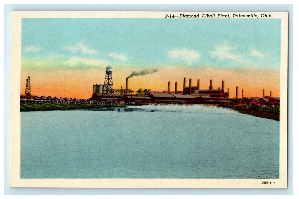 c1920s Diamond Alkali Plant, Painesville, Ohio OH Vintage Unposted Postcard