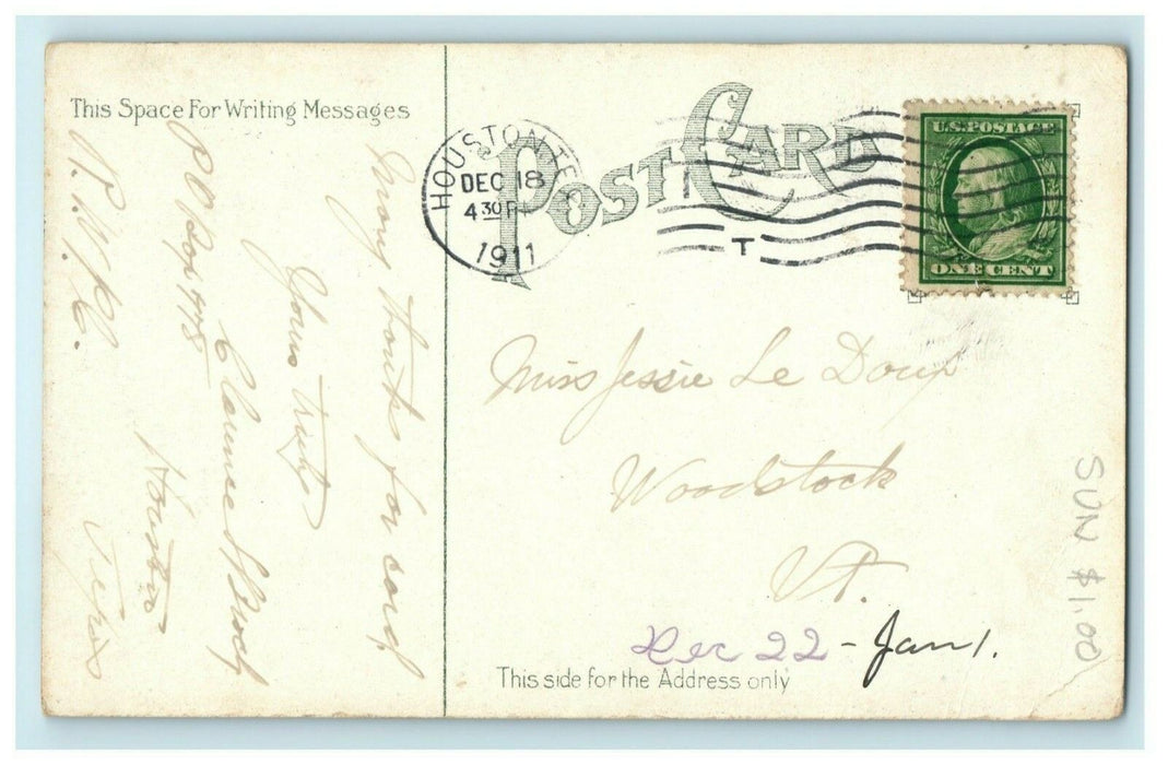 1911 City Hall and Market House Houston Texas TX Posted Antique Postcard