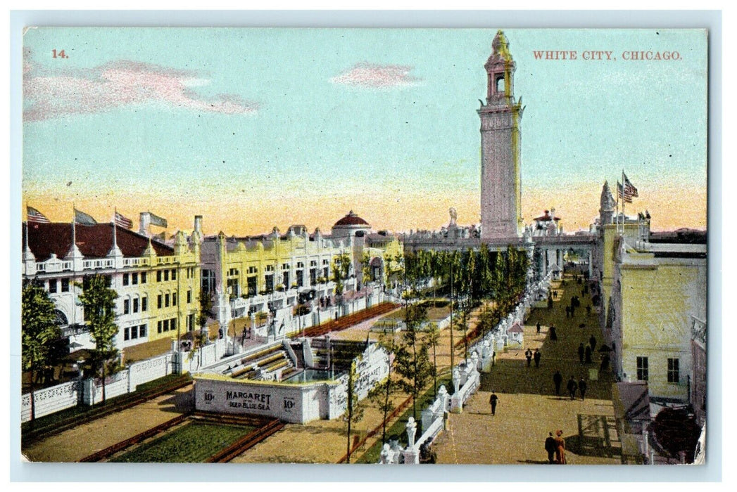 c1910 Bird's Eye View Of White City Summer Amusement Resorts Chicago IL Postcard