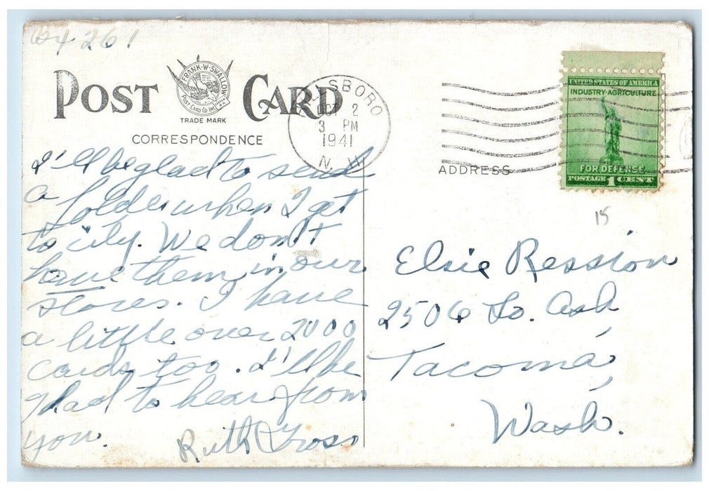 1941 Pierce Lake Mountain View Trees Hillsboro New Hampshire NH Antique Postcard