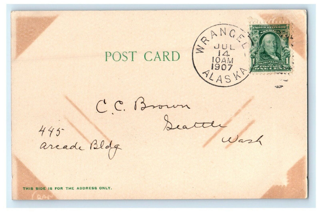 1907 Bird's Eye View Of Wrangell Alaska AK Posted Antique Postcard