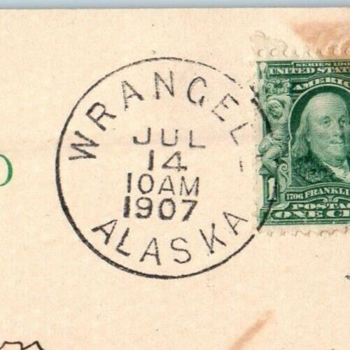 1907 Bird's Eye View Of Wrangell Alaska AK Posted Antique Postcard