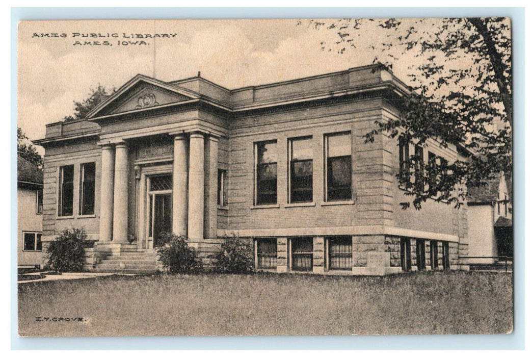 c1910 Ames Public Library Ames Iowa IA Unposted Antique Postcard
