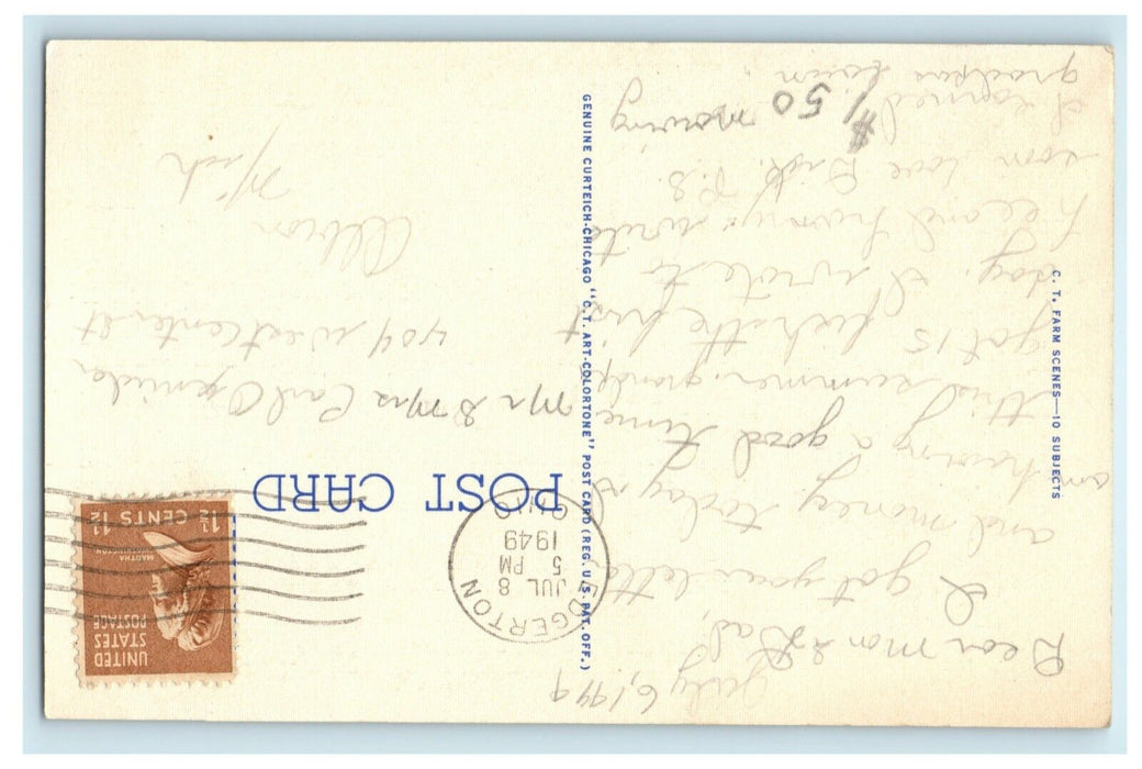 1949 Greetings From Edgerton Ohio Posted Vintage Cows Postcard