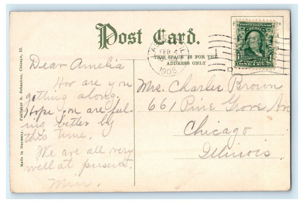 1908 Starved Rock Lola Steamboat Lasalle County Illinois IL Antique Postcard