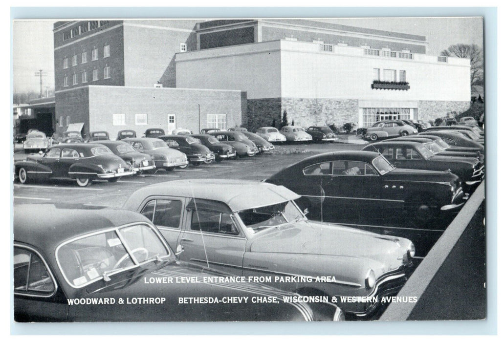 c1940's Woodward & Lothrop Parking Area Classic Cars Washington DC Postcard