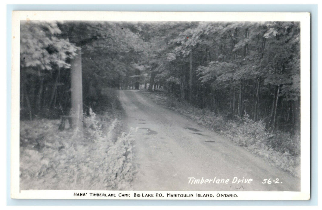 c1940's Hans' Timberlane Camp Big Lake Manitoulin Island Ontario Canada Postcard