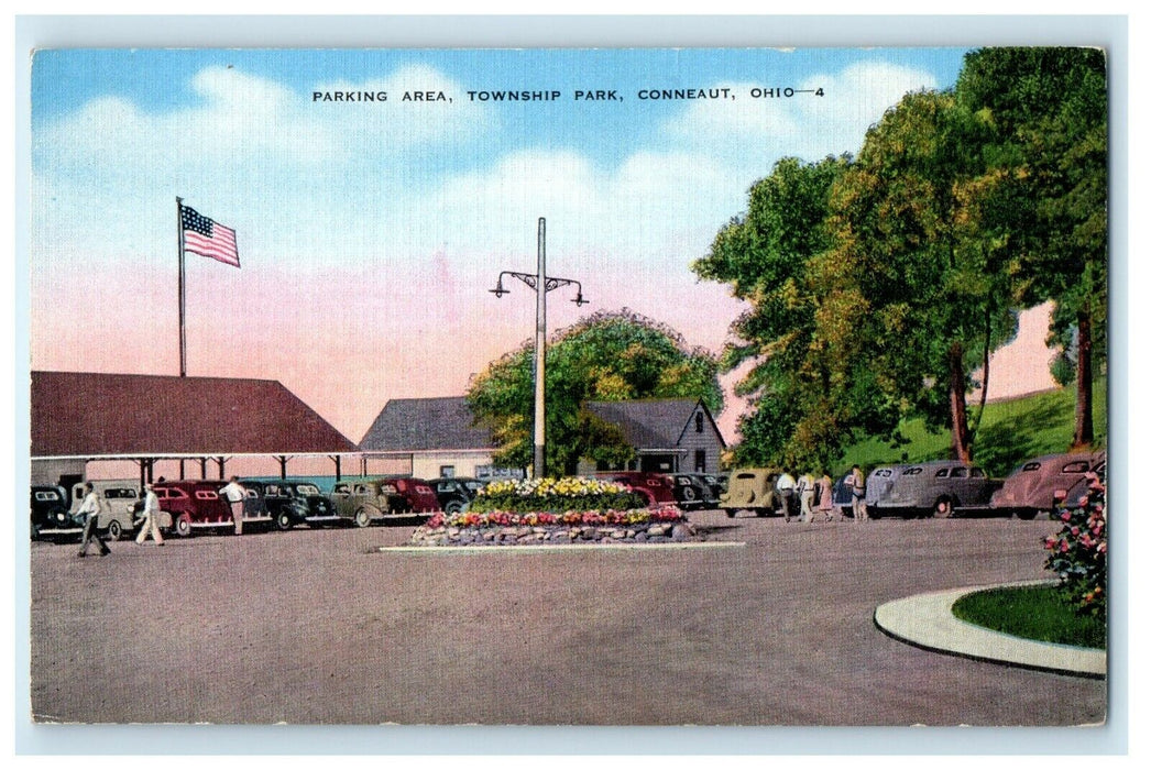 View Of Parking Area Township Park Conneaut Ohio OH Unposted Vintage Postcard