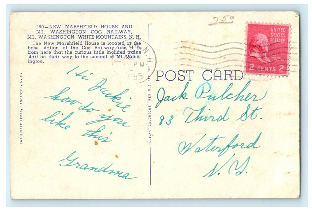 1955 New Marshfield House MT. Washington COG Railway White Mountains NH Postcard