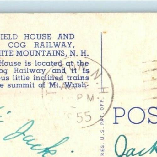 1955 New Marshfield House MT. Washington COG Railway White Mountains NH Postcard