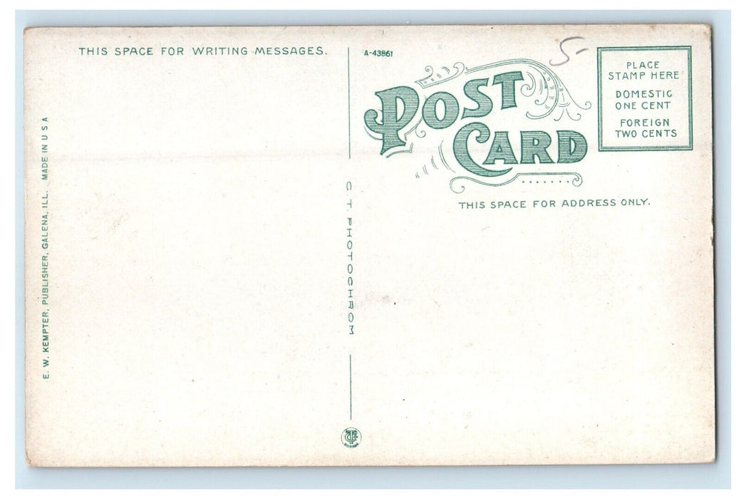 c1920's Post Office Building Street View Galena Illinois IL Vintage Postcard
