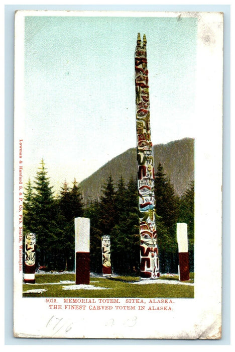 1907 Memorial Totem Sitka Windham Alaska AK, Finest Carved Totem Alaska Postcard