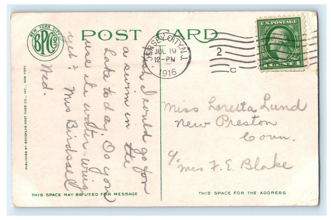 1916 Multiview of Buildings, Greetings from Jersey City New Jersey NJ Postcard
