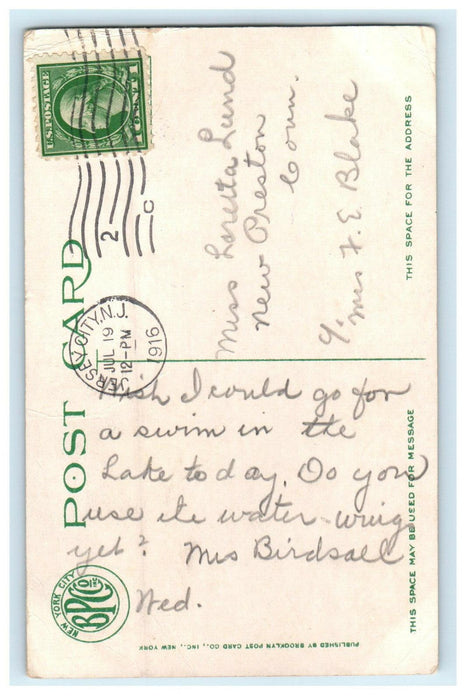 1916 Multiview of Buildings, Greetings from Jersey City New Jersey NJ Postcard