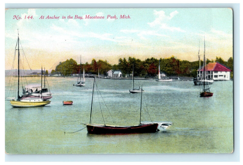 c1910 At Anchor in Bay Macatawa Park Michigan MI Unposted Antique Postcard