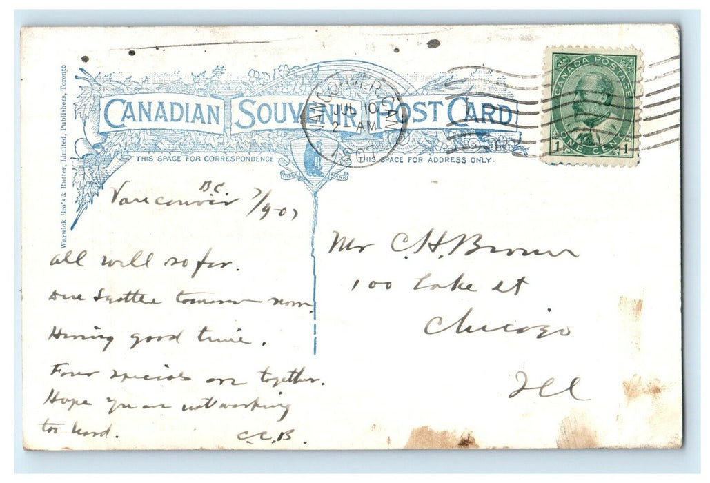 1907 View Of Lake Louise Rocky Mountains Western Canada CA Antique Postcard