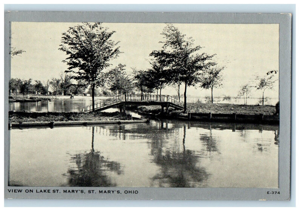 c1930's A View On Lake Bridge St. Mary's Ohio OH Unposted Vintage Postcard