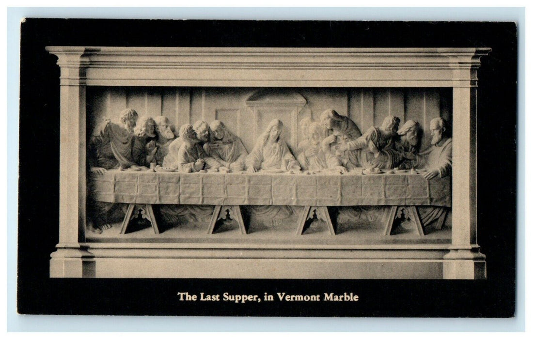 c1940's The Last Supper In Vermont Marble Exhibit Leonardo's Painting Postcard