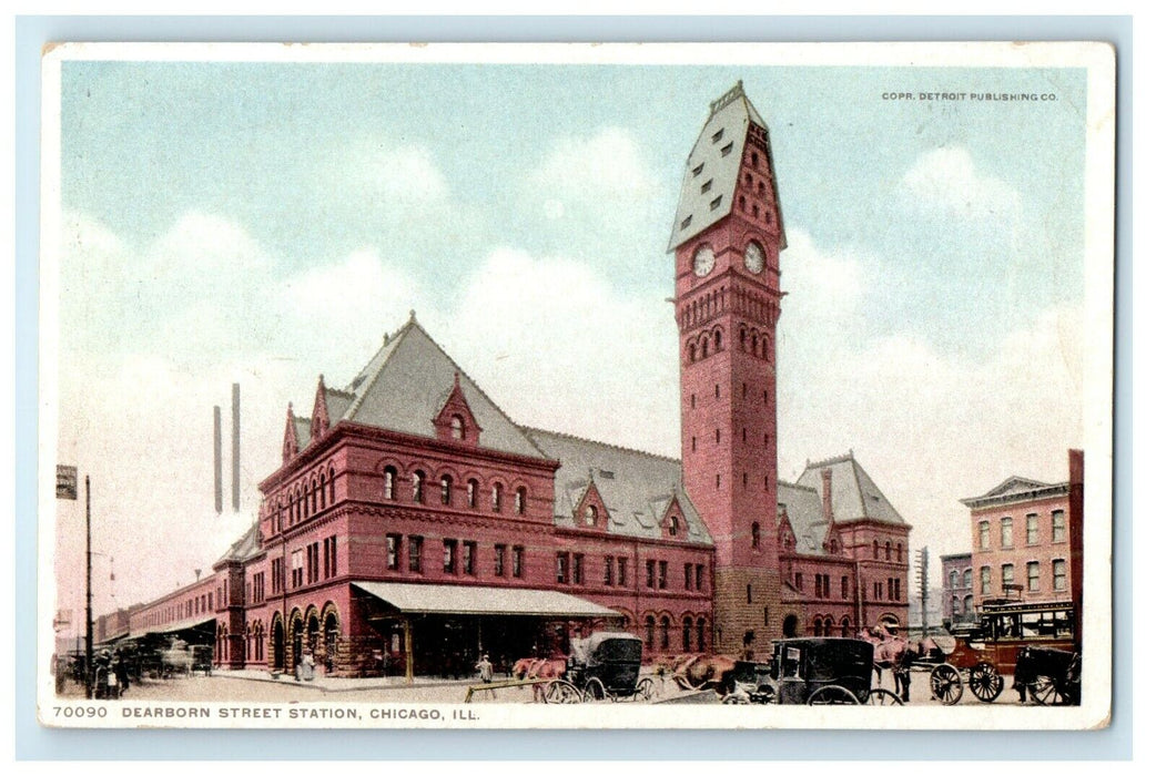 c1910 View Of Dearborn Street Station Chicago Illinois IL Antique Postcard