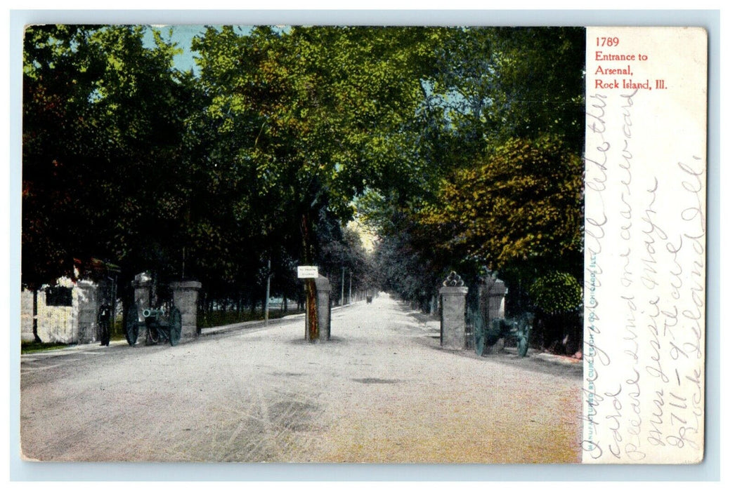 1907 Entrance To Arsenal Rock Island Illinois IL Posted Antique Postcard