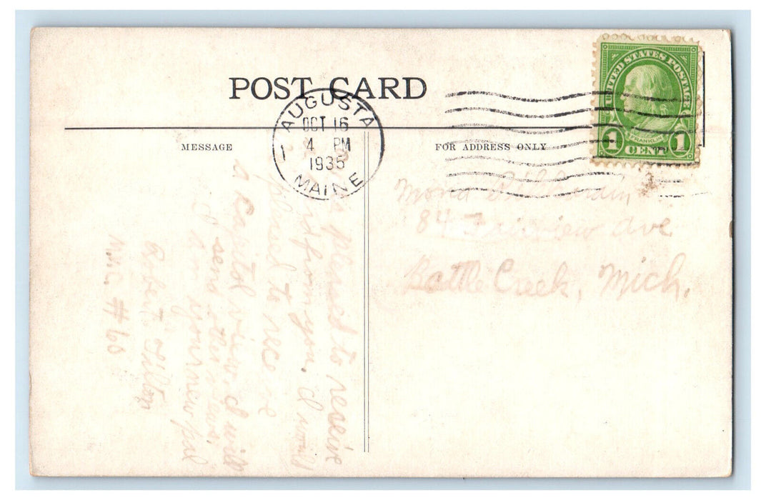 1935 Map Shape State House Picture Augusta Maine ME Vintage Posted Postcard