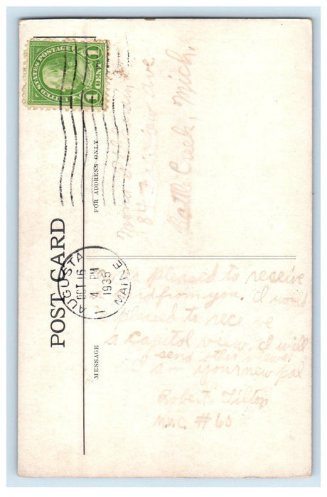 1935 Map Shape State House Picture Augusta Maine ME Vintage Posted Postcard