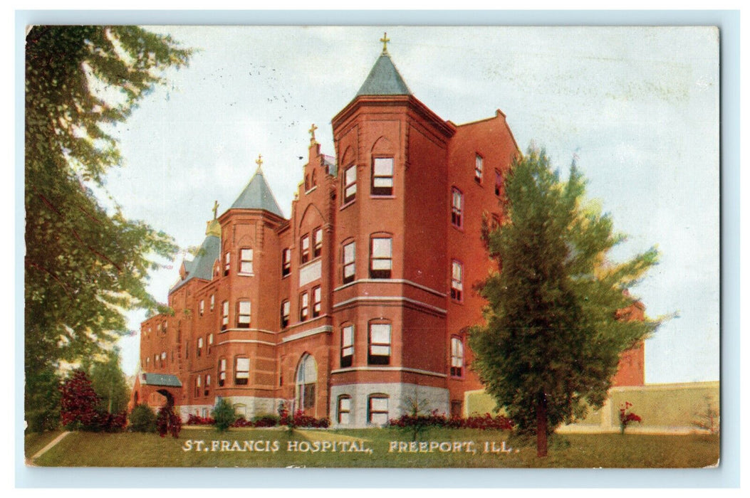 1908 St. Francis Hospital Freeport Illinois IL Posted Antique Postcard