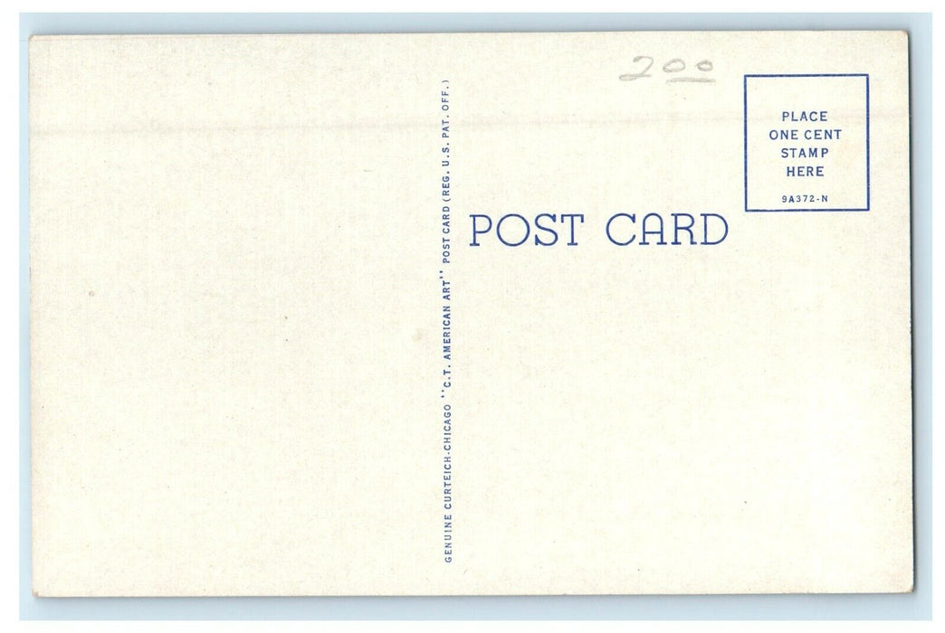 c1940's View Of High School Building Cars Paris Illinois IL Vintage Postcard