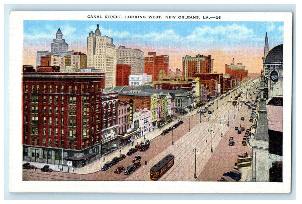 c1920 Canal Street Looking West New Orleans Louisiana LA Unposted Postcard