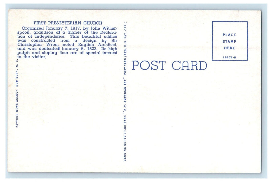 c1940's View Of First Presbyterian Church New River NC Unposted Vintage Postcard
