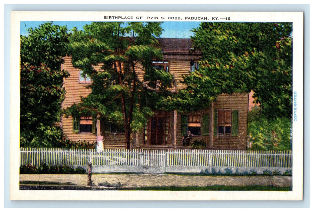 c1940s Birthplace of Irvin S Cobb Paducah Kentucky KY Vintage Postcard