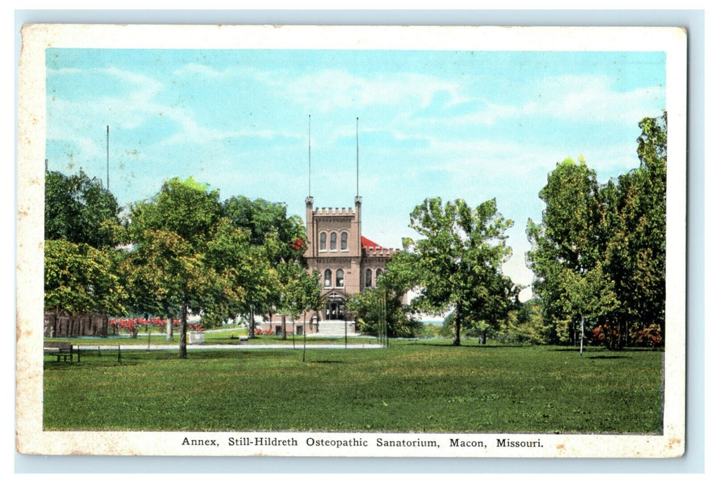 c1915 Annex Still-Hildreth Osteopathic Sanatorium Macon Missouri MO Postcard