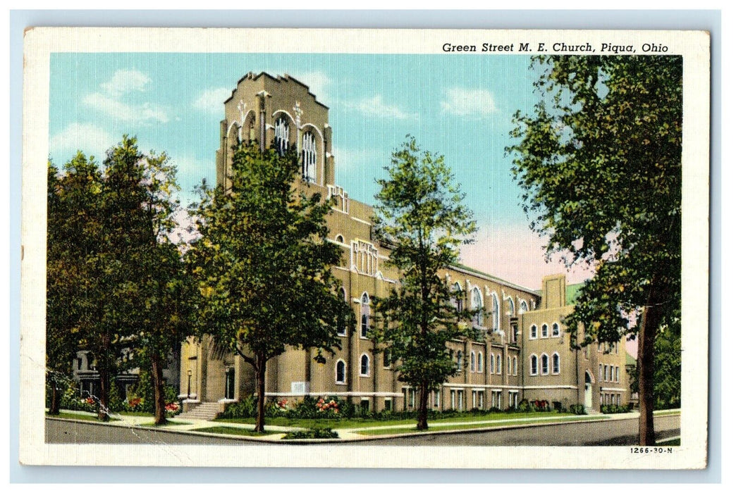 1954 Green Street M.E. Church Street View Piqua Ohio OH Posted Vintage Postcard