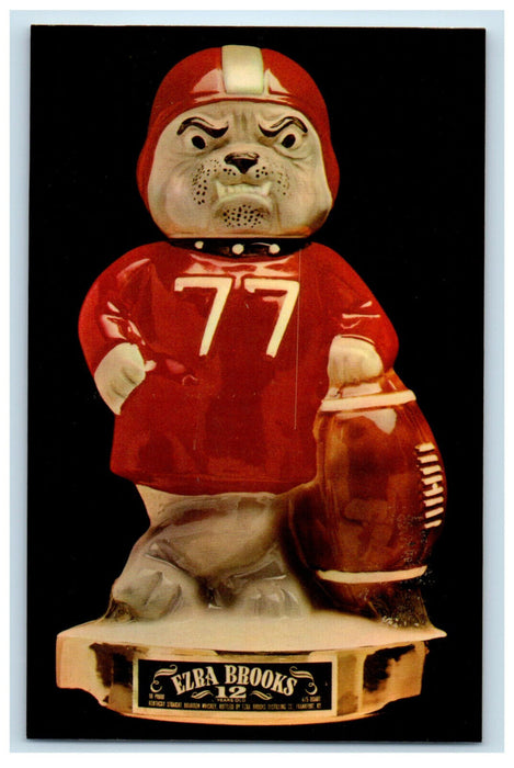 c1950s Carved The Football Bulldog Ezra Brooks Vintage Unposted Postcard