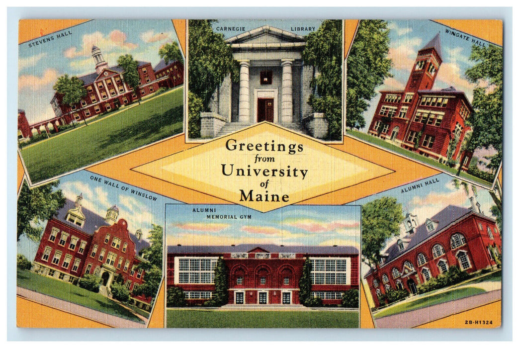 1943 Multiview Greetings from University of Maine, Abbot Village ME Postcard