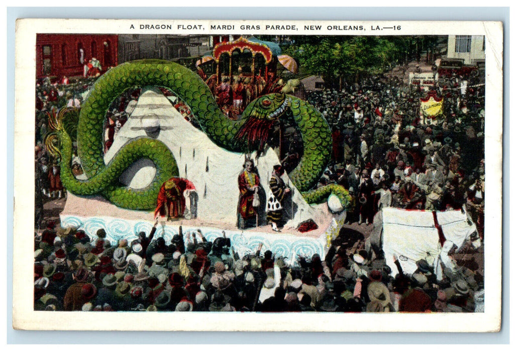1934 Dragon Float, Mardi Gras Parade New Orleans Louisiana LA Posted Postcard