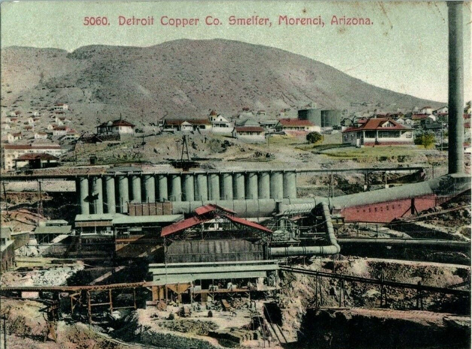 c1910 Detroit Copper Co. Smelter Morenci Arizona AZ Antique Postcard