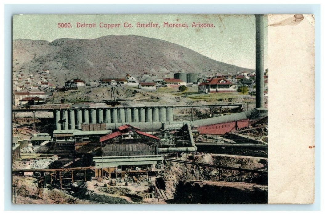 c1910 Detroit Copper Co. Smelter Morenci Arizona AZ Antique Postcard