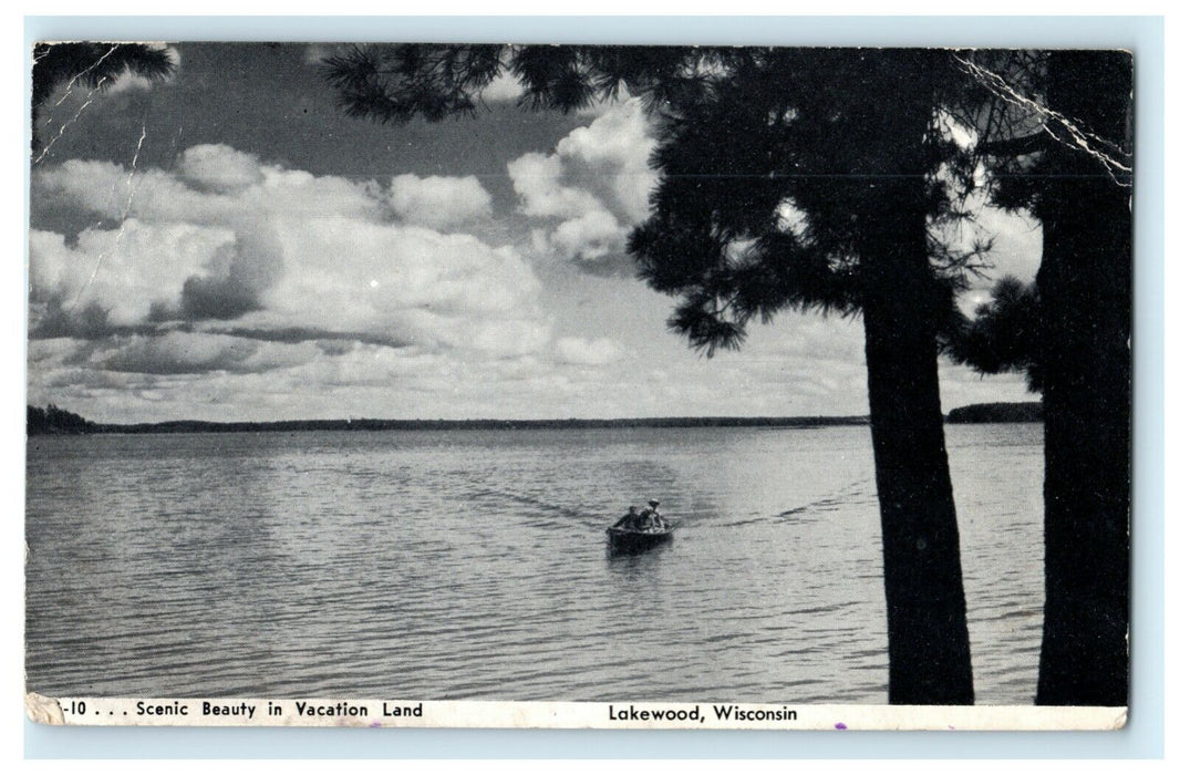 1945 Vacation in Lakewood Wisconsin WI Lake Posted Antique Postcard
