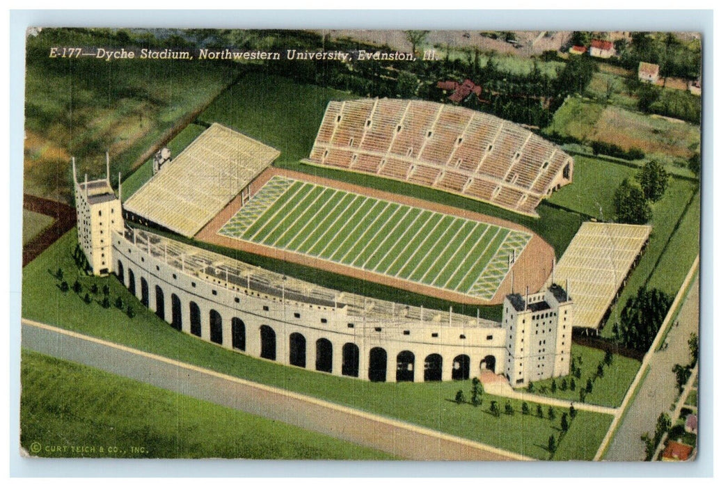 Aerial View Dyche Stadium Northwestern University Evanston Illinois IL Postcard
