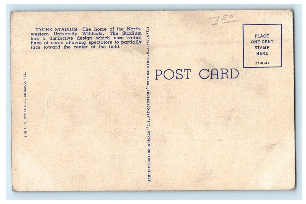 Aerial View Dyche Stadium Northwestern University Evanston Illinois IL Postcard