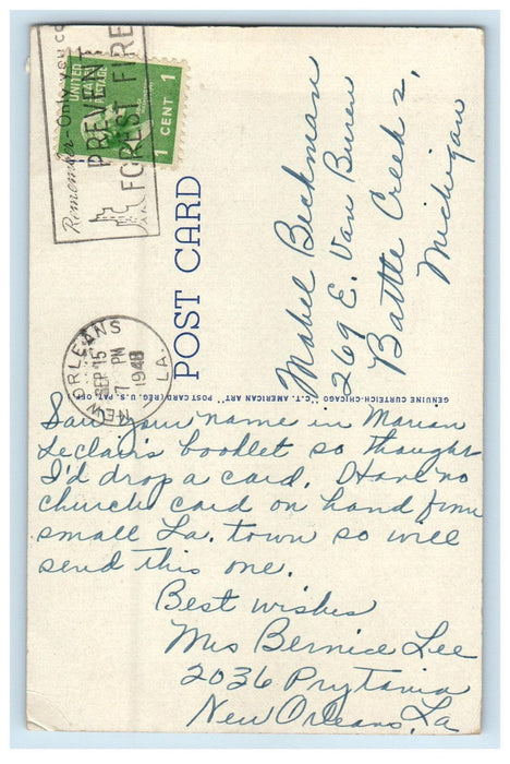 1948 Baptist Church, Madisonville, Kentucky KY Vintage Cancel Postcard