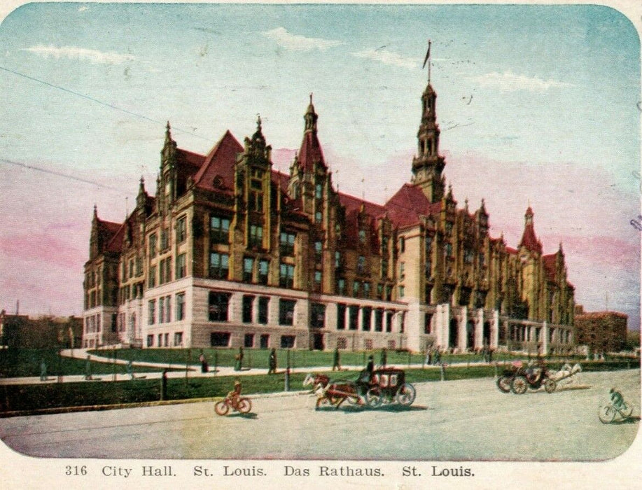 1906 City Hall St. Louis Das Rathaus Missouri MO Posted Antique Postcard