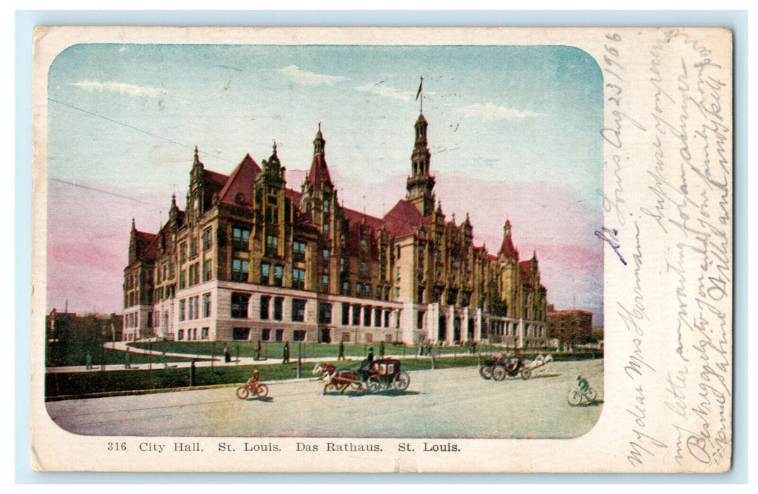 1906 City Hall St. Louis Das Rathaus Missouri MO Posted Antique Postcard